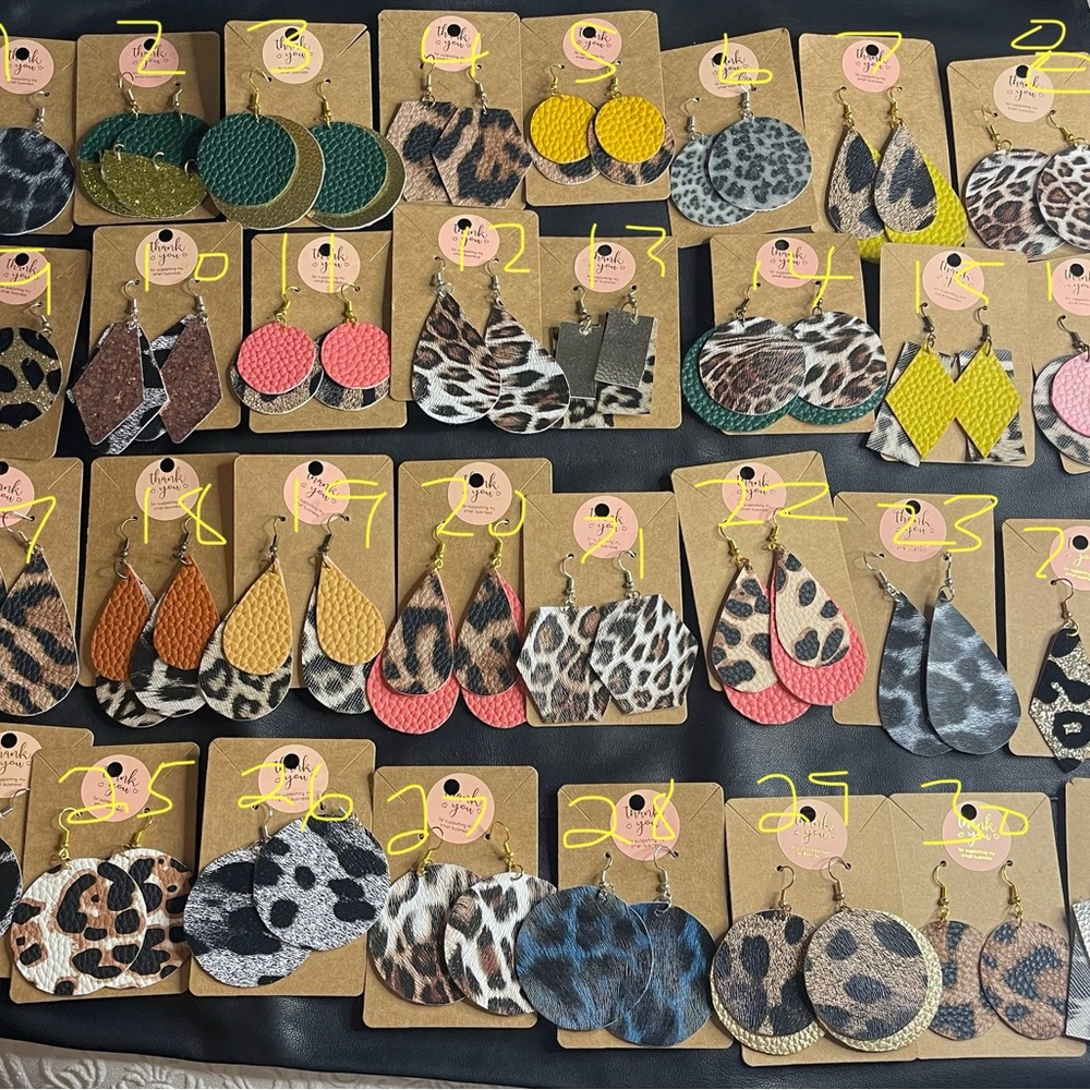 Leopard Print Earrings Set handmade